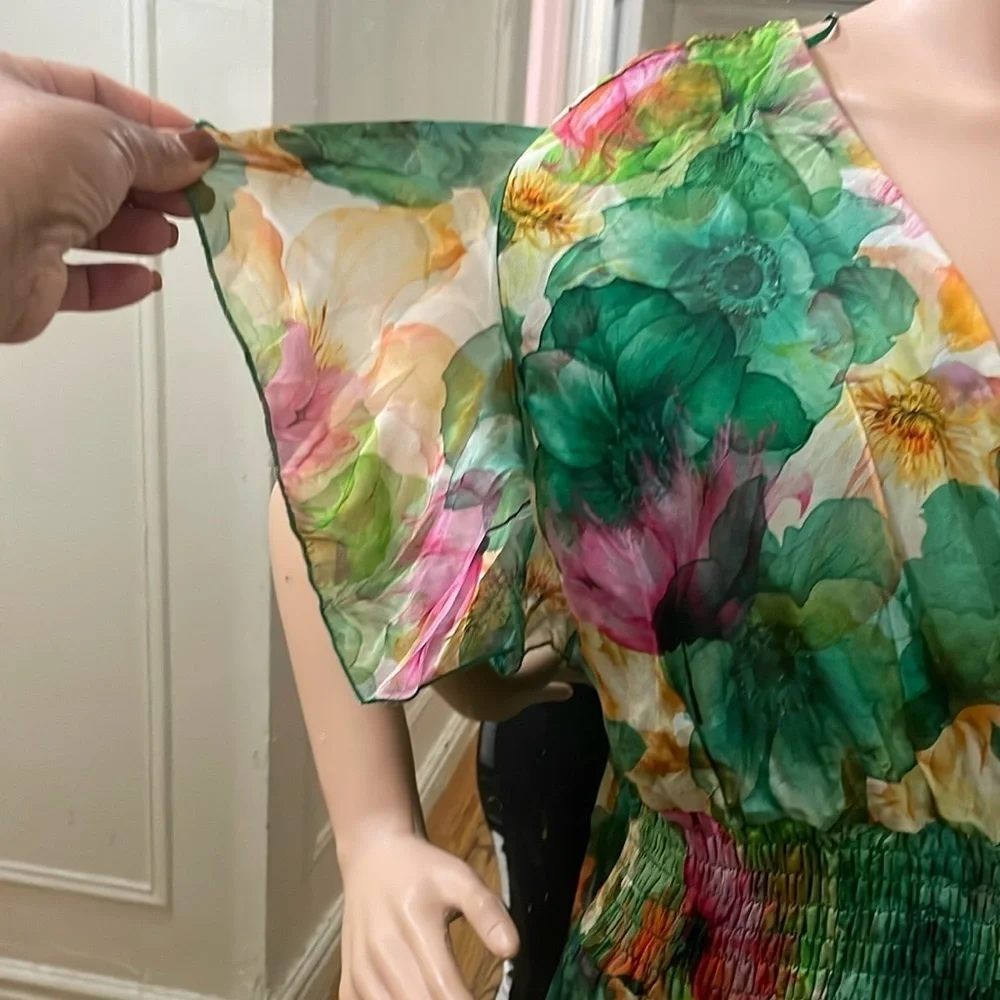 Le Ragazze Green Floral Dress made in Italy